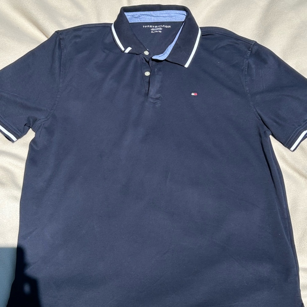 Tommy Hilfiger Blue Polo Shirt with White Tipped Details